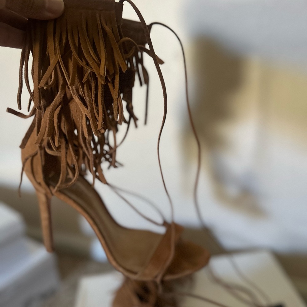 SCHUTZ Brown Fringe Heels